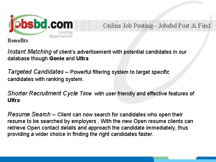 Online Job Posting– Jobsbd Post & Find Benefits Instant Matching of client’s advertisement with Online Job Posting– Jobsbd Post & Find Benefits Instant Matching of client’s advertisement with