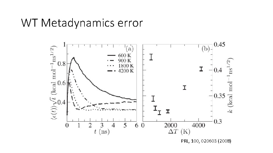 WT Metadynamics error PRL, 100, 020603 (2008) 