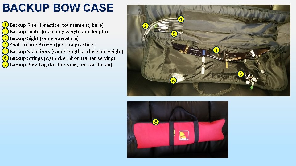 BACKUP BOW CASE 1 Backup Riser (practice, tournament, bare) (1) 2 Backup Limbs (matching BACKUP BOW CASE 1 Backup Riser (practice, tournament, bare) (1) 2 Backup Limbs (matching