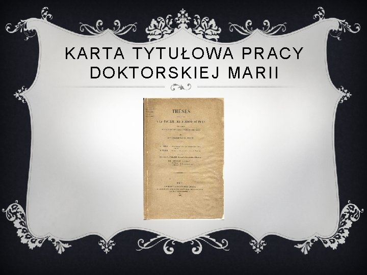 KARTA TYTUŁOWA PRACY DOKTORSKIEJ MARII 