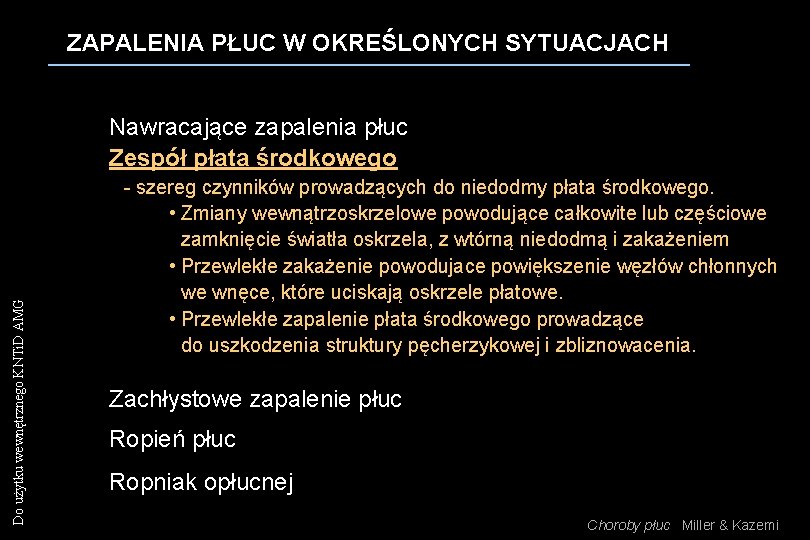 ZAPALENIA PŁUC W OKREŚLONYCH SYTUACJACH Do użytku wewnętrznego KNTi. D AMG Nawracające zapalenia płuc ZAPALENIA PŁUC W OKREŚLONYCH SYTUACJACH Do użytku wewnętrznego KNTi. D AMG Nawracające zapalenia płuc