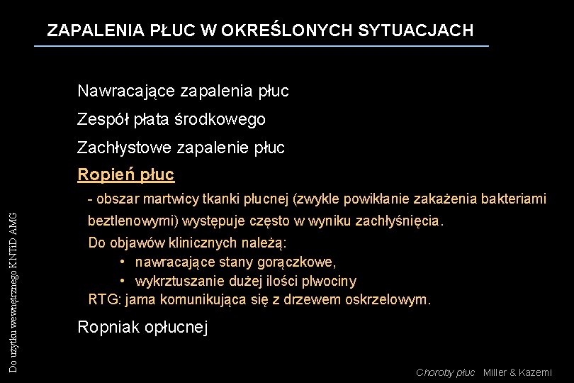 ZAPALENIA PŁUC W OKREŚLONYCH SYTUACJACH Nawracające zapalenia płuc Zespół płata środkowego Zachłystowe zapalenie płuc ZAPALENIA PŁUC W OKREŚLONYCH SYTUACJACH Nawracające zapalenia płuc Zespół płata środkowego Zachłystowe zapalenie płuc