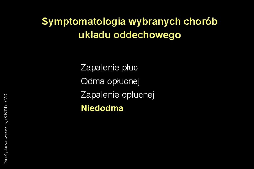 Symptomatologia wybranych chorób układu oddechowego Zapalenie płuc Do użytku wewnętrznego KNTi. D AMG Odma