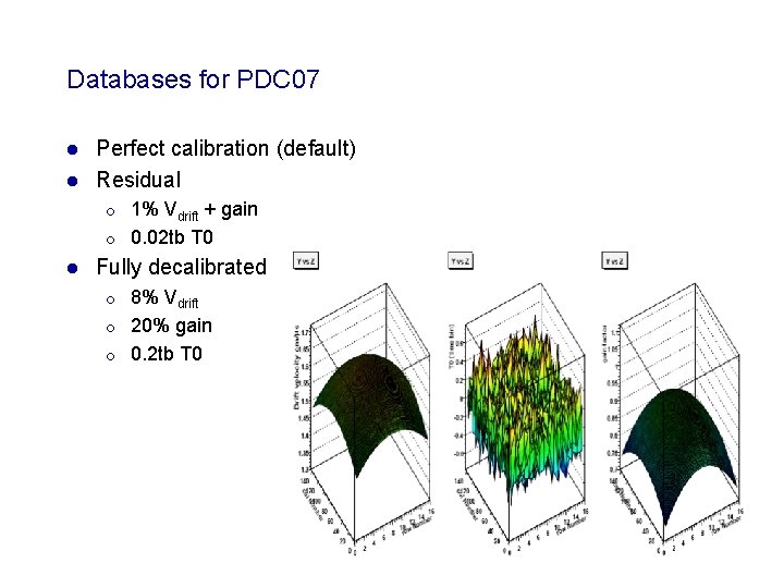 Databases for PDC 07 Perfect calibration (default) l Residual l ¡ ¡ l 1% Databases for PDC 07 Perfect calibration (default) l Residual l ¡ ¡ l 1%