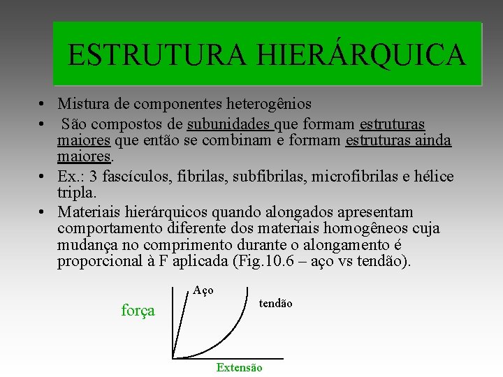 ESTRUTURA HIERÁRQUICA • Mistura de componentes heterogênios • São compostos de subunidades que formam