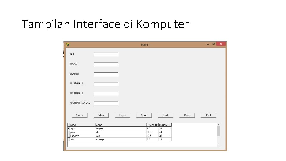 Tampilan Interface di Komputer 