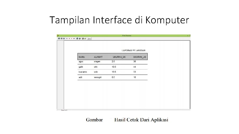 Tampilan Interface di Komputer 