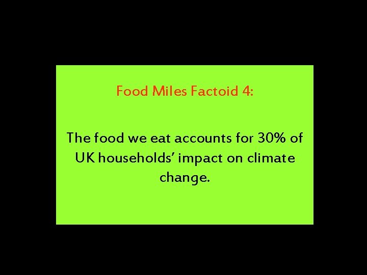 Food Miles Factoid 4: The food we eat accounts for 30% of UK households’