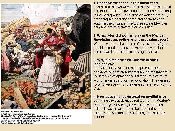 1. Describe the scene in this illustration. This picture shows women in a rocky