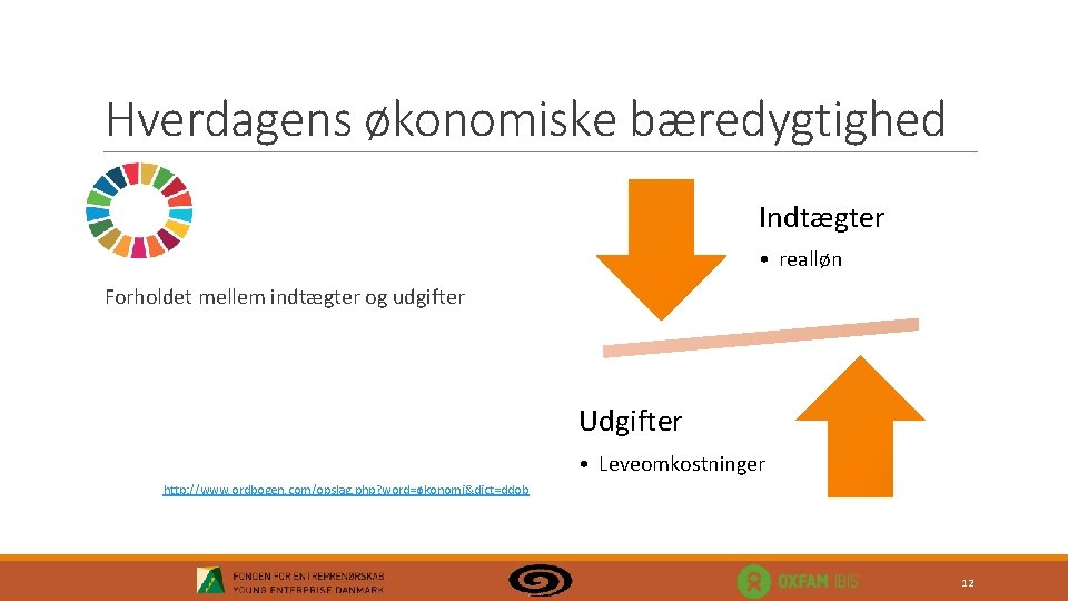 Hverdagens økonomiske bæredygtighed Indtægter • realløn Forholdet mellem indtægter og udgifter Udgifter • Leveomkostninger