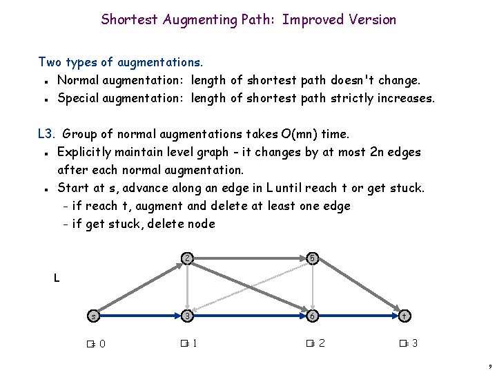 Shortest Augmenting Path: Improved Version Two types of augmentations. Normal augmentation: length of shortest