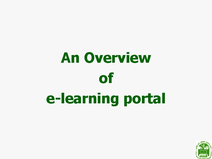 An Overview of e-learning portal 