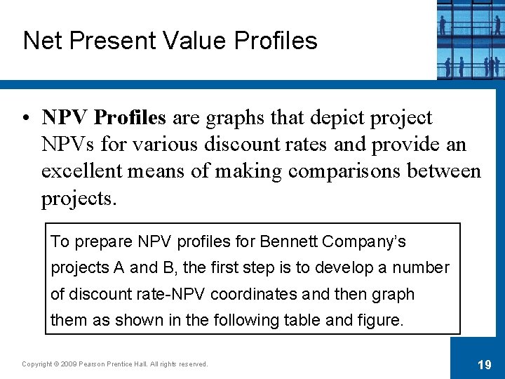 Net Present Value Profiles • NPV Profiles are graphs that depict project NPVs for