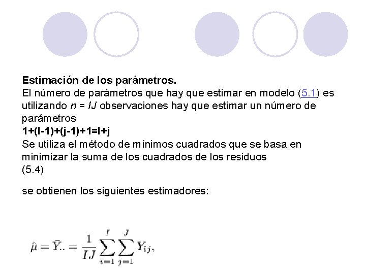 Estimación de los parámetros. El número de parámetros que hay que estimar en modelo