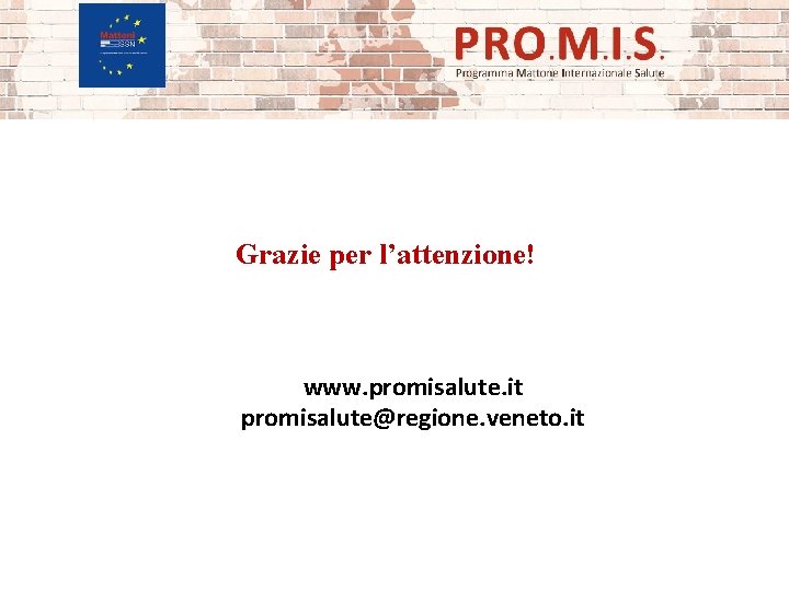 Grazie per l’attenzione! www. promisalute. it promisalute@regione. veneto. it 