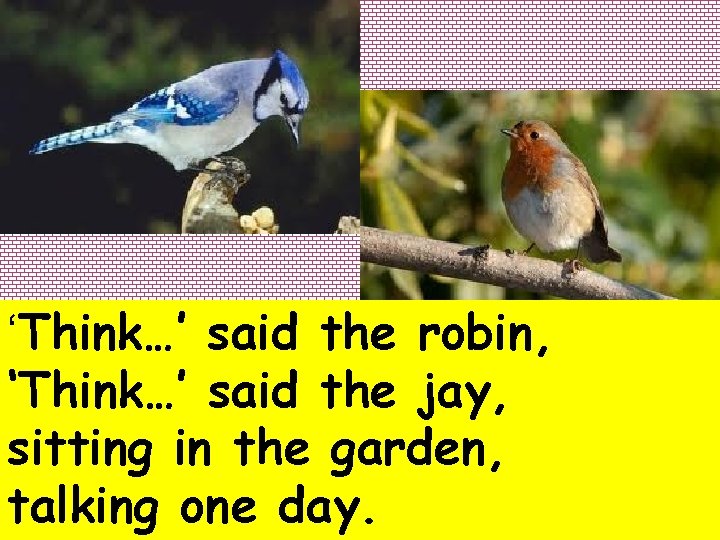 ‘Think…’ said the robin, ‘Think…’ said the jay, sitting in the garden, talking one