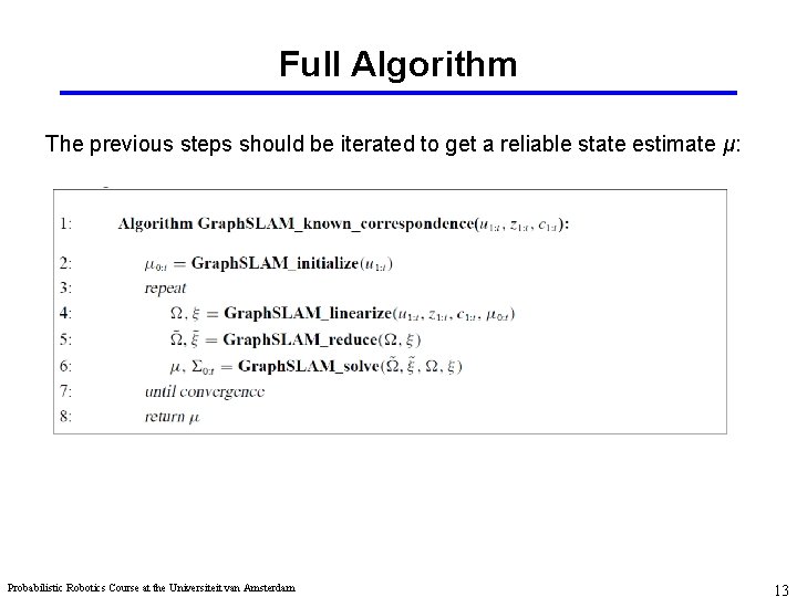 Full Algorithm The previous steps should be iterated to get a reliable state estimate