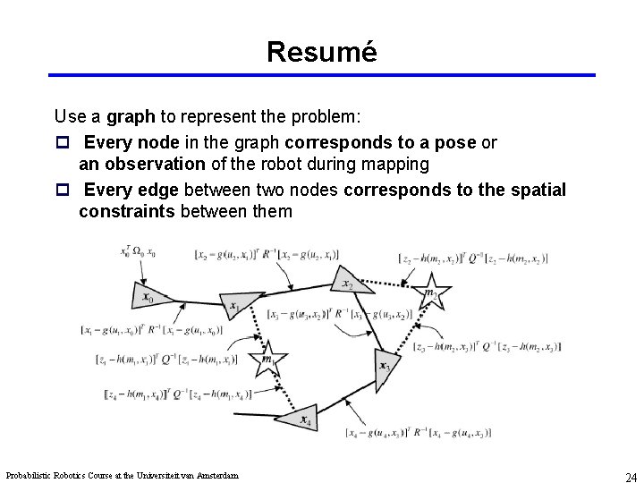 Resumé Use a graph to represent the problem: p Every node in the graph
