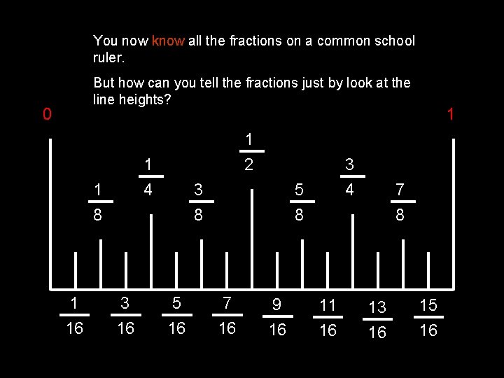 You now know all the fractions on a common school ruler. But how can