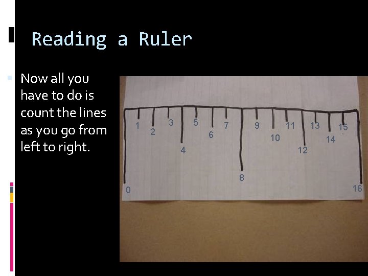 Reading a Ruler Now all you have to do is count the lines as