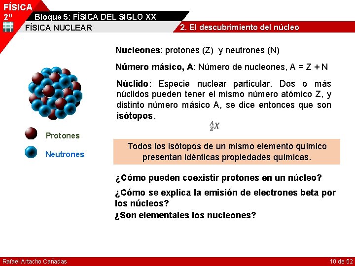 FÍSICA Bloque 5: FÍSICA DEL SIGLO XX 2º FÍSICA NUCLEAR 2. El descubrimiento del