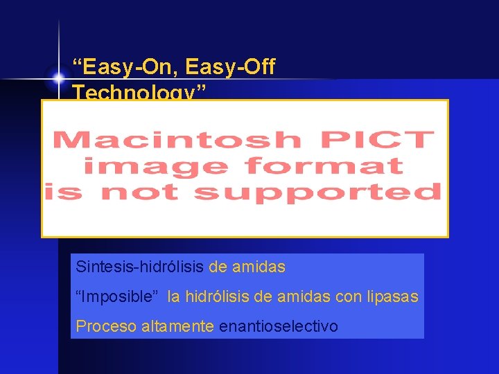“Easy-On, Easy-Off Technology” Sintesis-hidrólisis de amidas “Imposible” la hidrólisis de amidas con lipasas Proceso
