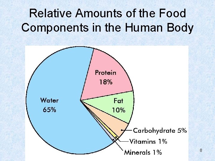 Relative Amounts of the Food Components in the Human Body 8 