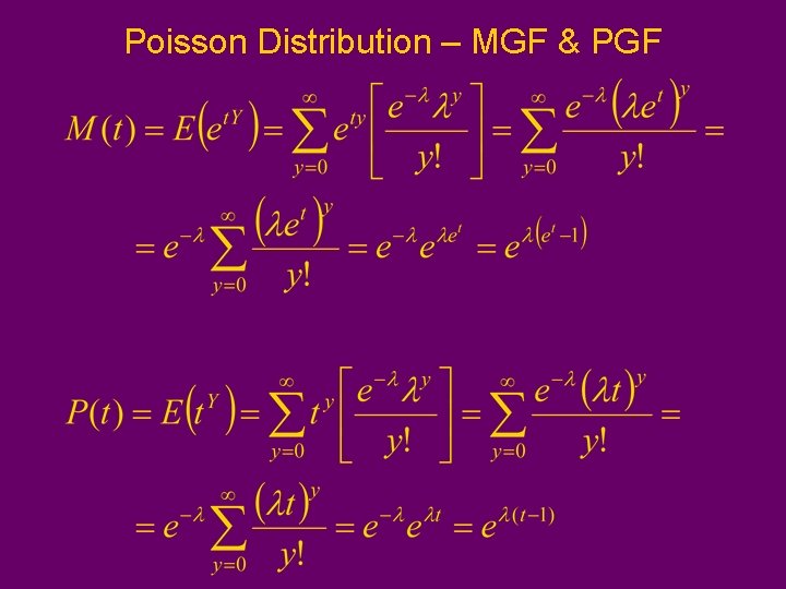 Poisson Distribution – MGF & PGF Poisson Distribution – MGF & PGF