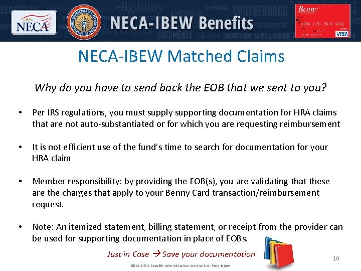 NECA-IBEW Matched Claims Why do you have to send back the EOB that we