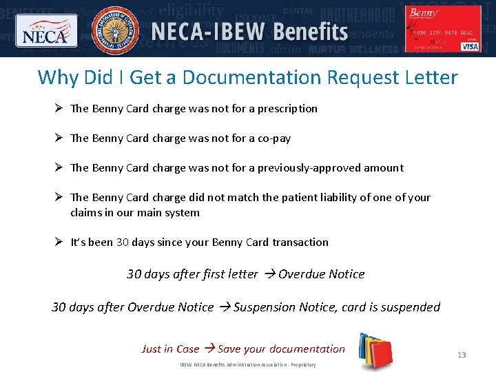 Why Did I Get a Documentation Request Letter Ø The Benny Card charge was