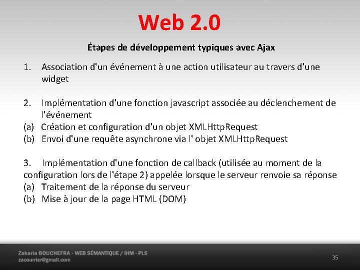 Web 2. 0 Étapes de développement typiques avec Ajax 1. Association d'un événement à