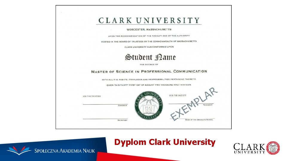 Dyplom Clark University 