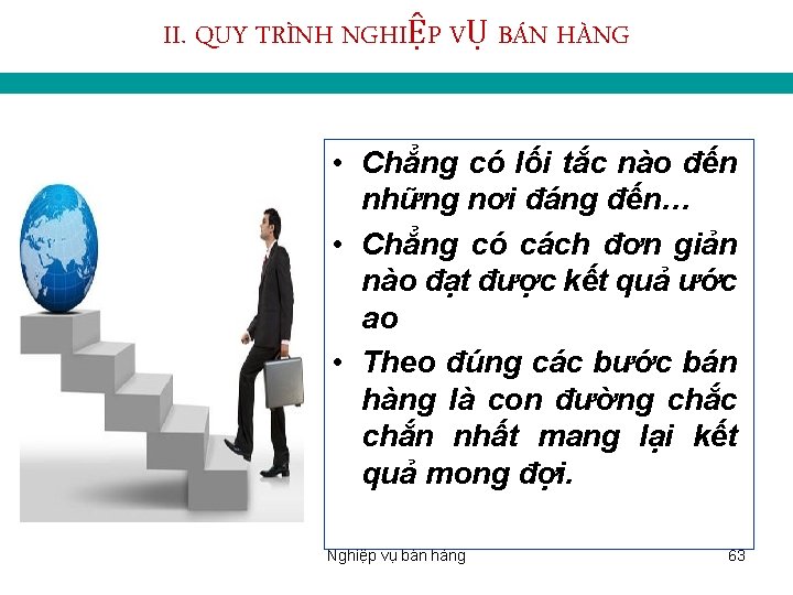 II. QUY TRÌNH NGHIỆP VỤ BÁN HÀNG • Chẳng có lối tắc nào đến