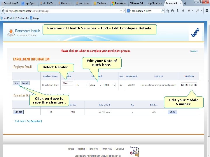 Paramount Health Services –HERE- Edit Employee Details. Select Gender. Click on Save to save