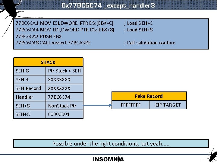 0 x 77 BC 6 C 74 _except_handler 3 77 BC 6 CA 1
