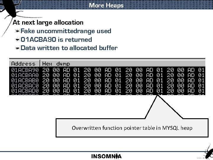More Heaps At next large allocation Fake uncommittedrange used 01 ACBA 90 is returned