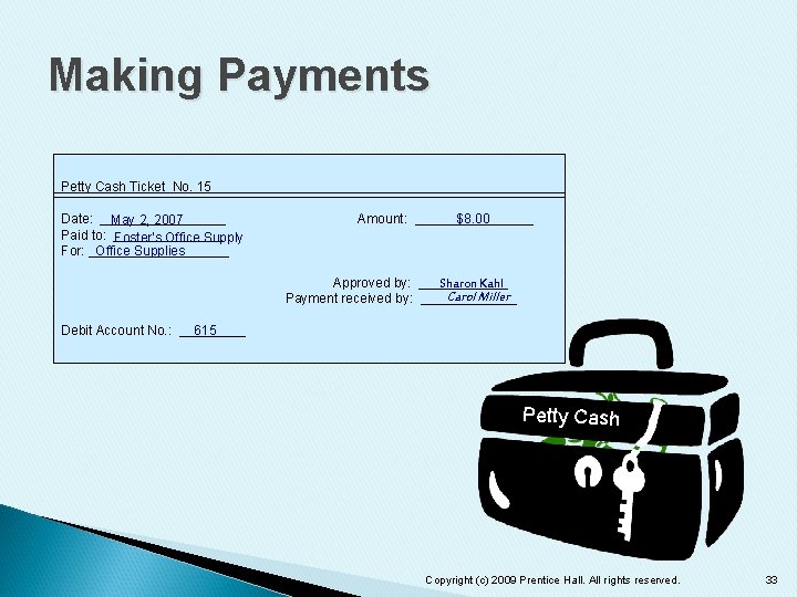 Making Payments Petty Cash Ticket No. 15 Date: _________ May 2, 2007 Paid to: