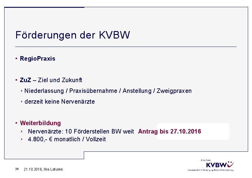 Förderungen der KVBW • Regio. Praxis • Zu. Z – Ziel und Zukunft ‣