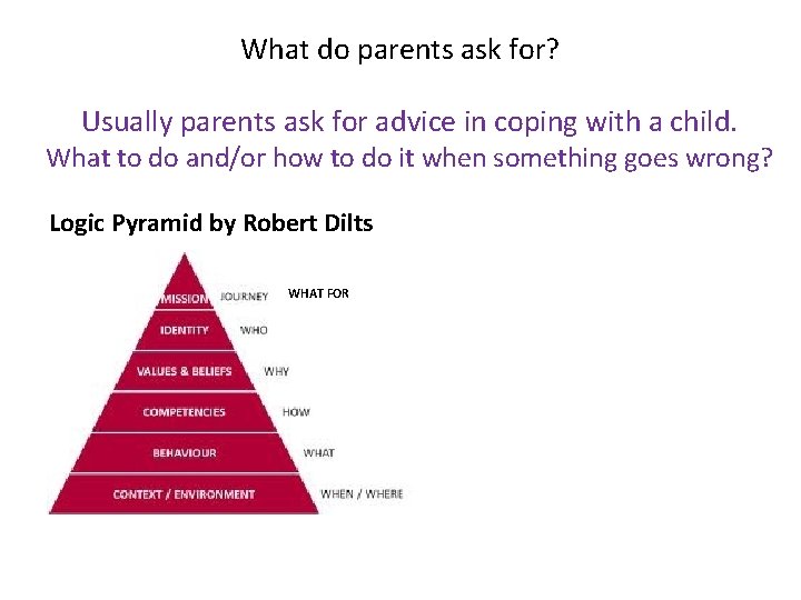 What do parents ask for? Usually parents ask for advice in coping with a