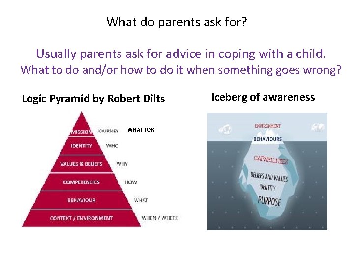 What do parents ask for? Usually parents ask for advice in coping with a