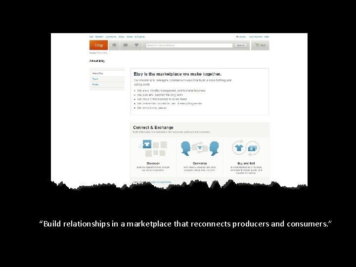 “Build relationships in a marketplace that reconnects producers and consumers. ” 