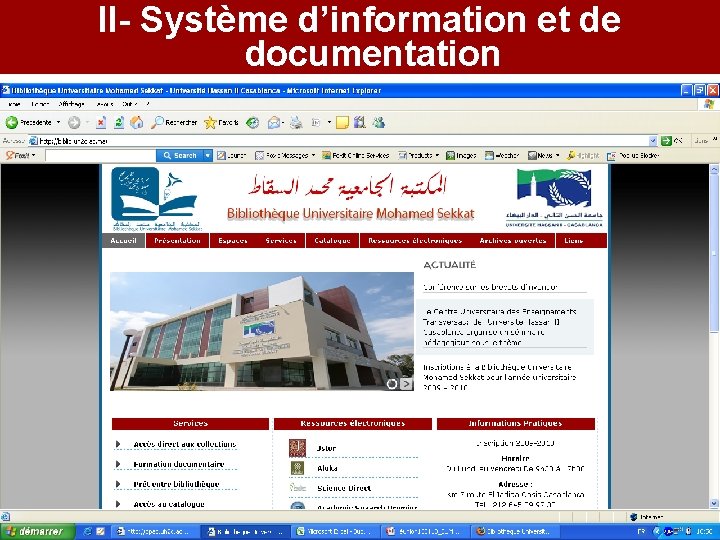 II- Système d’information et de documentation Site web 