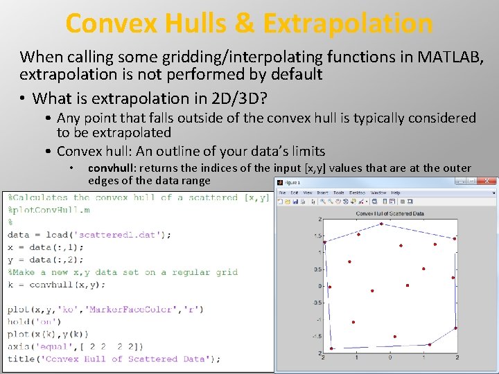 Convex Hulls & Extrapolation When calling some gridding/interpolating functions in MATLAB, extrapolation is not Convex Hulls & Extrapolation When calling some gridding/interpolating functions in MATLAB, extrapolation is not