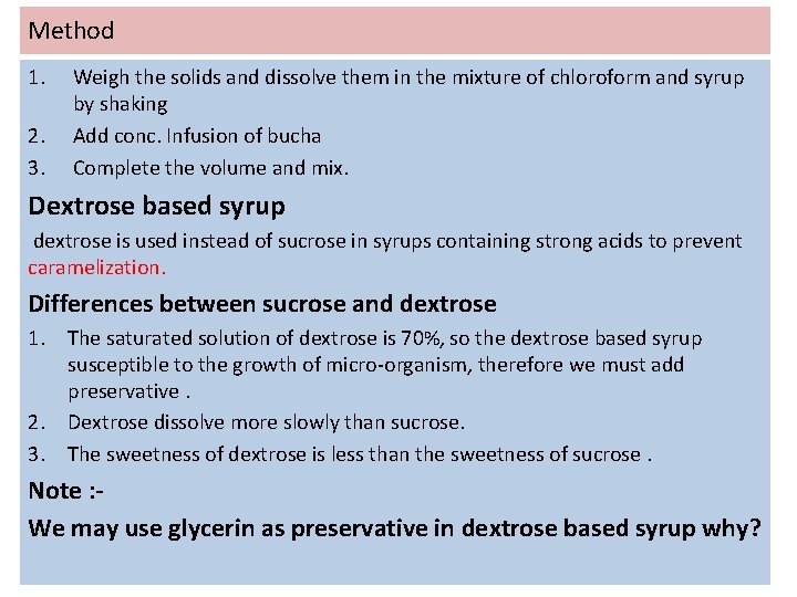 Method 1. 2. 3. Weigh the solids and dissolve them in the mixture of