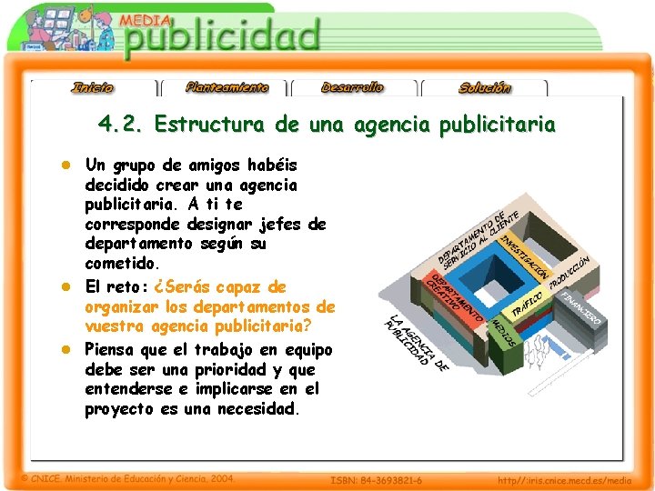 4. 2. Estructura de una agencia publicitaria Un grupo de amigos habéis decidido crear