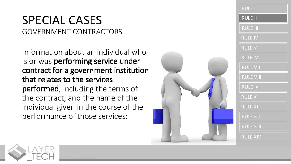 SPECIAL CASES GOVERNMENT CONTRACTORS Information about an individual who is or was performing service