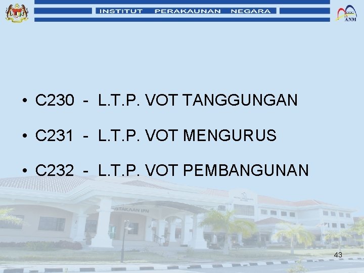  • C 230 - L. T. P. VOT TANGGUNGAN • C 231 -