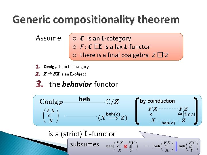 Generic compositionality theorem Assume ¡ ¡ ¡ C is an L-category F : C