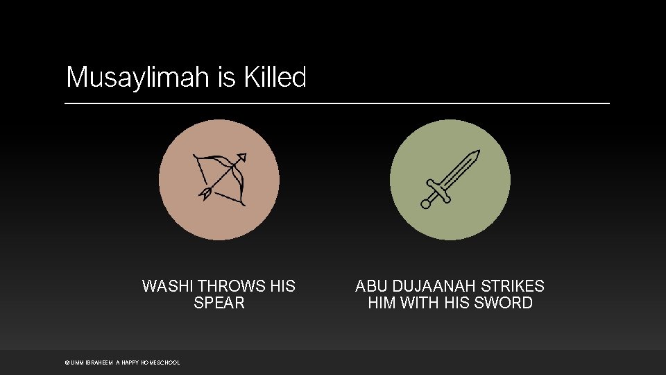 Musaylimah is Killed WASHI THROWS HIS SPEAR © UMM IBRAHEEM, A HAPPY HOMESCHOOL ABU