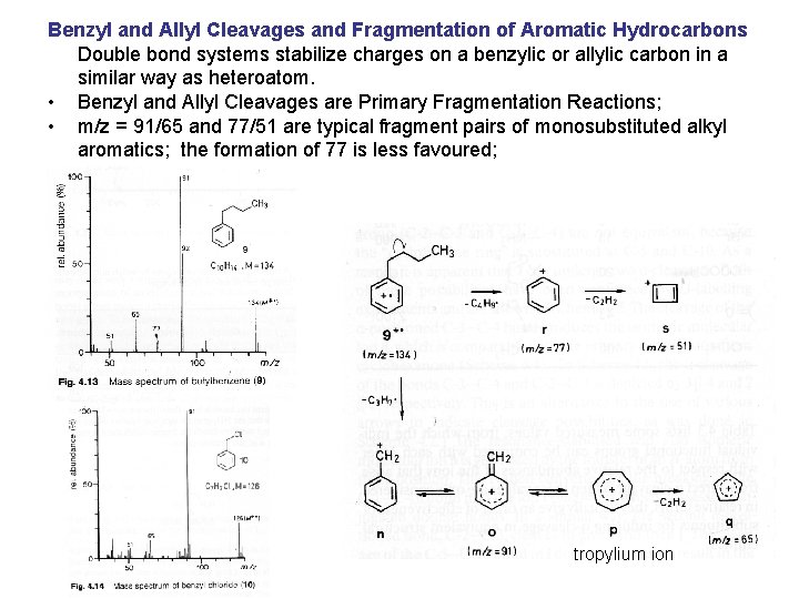 Benzyl and Allyl Cleavages and Fragmentation of Aromatic Hydrocarbons Double bond systems stabilize charges